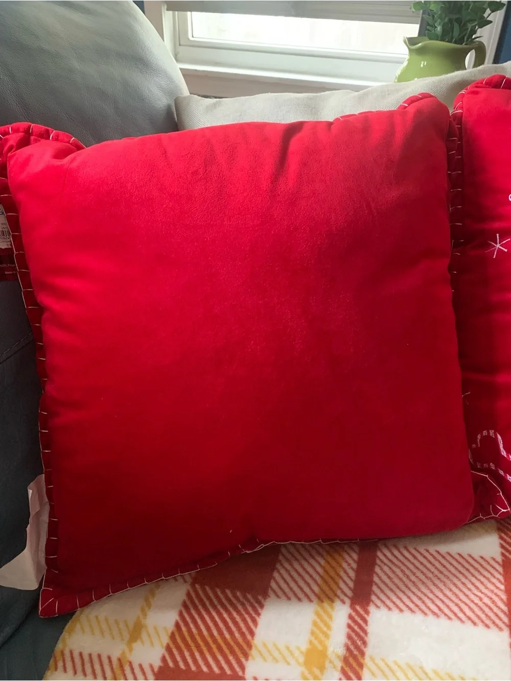 Macy's Red Embroidered Holiday Throw Pillows (2 Pillows for $30.00)